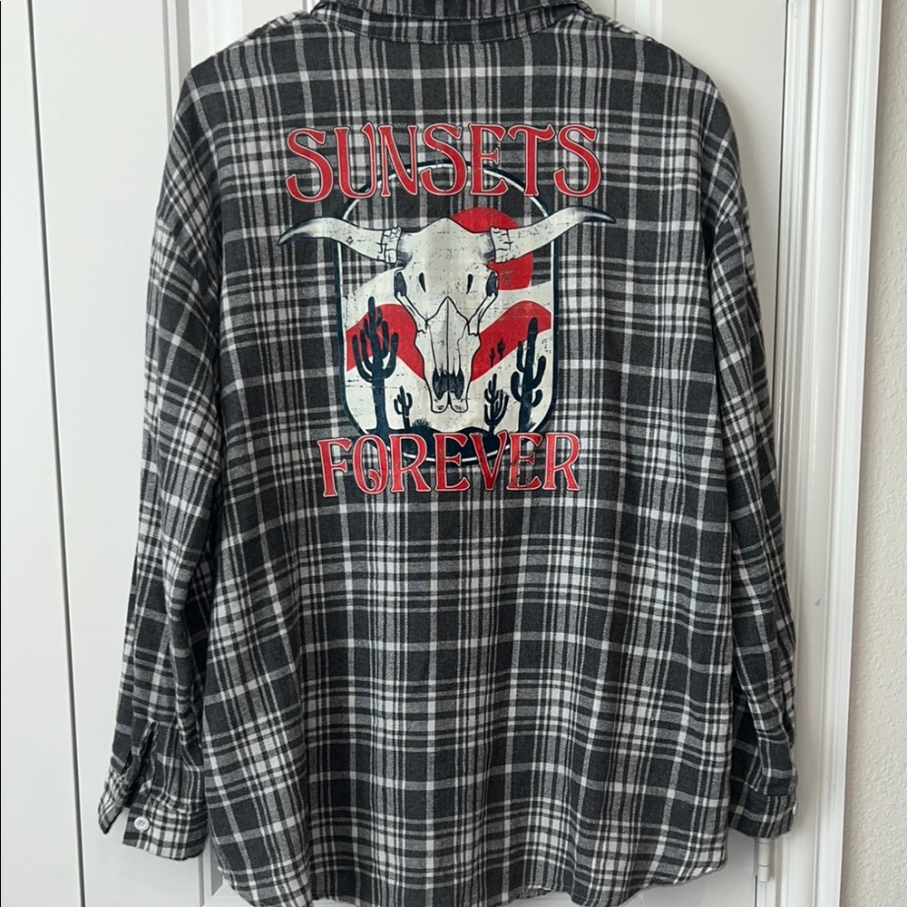 (Up)Cycled Sunsets Forever Plaid Long Sleeve Shirt